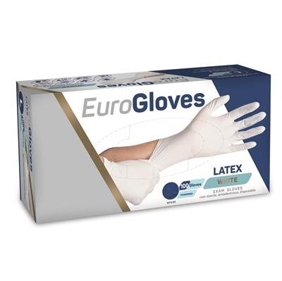 EuroGloves Latex gepoederde witte onderzoekshandschoenen maat S / 100 st