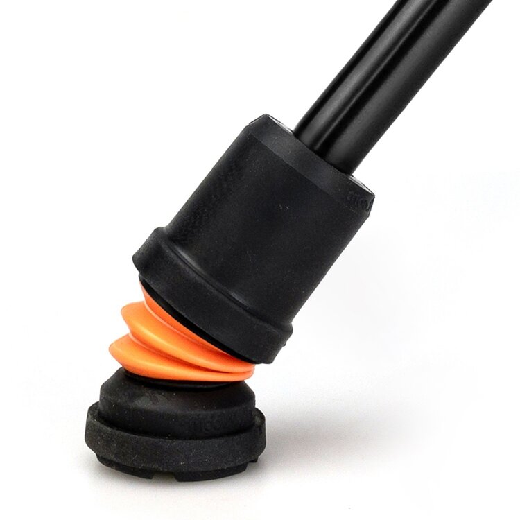 Flexyfoot - Wandelstok met Derby handvat - zwart - in hoogte verstelbaar 70 - 96 cm - DETAIL dop