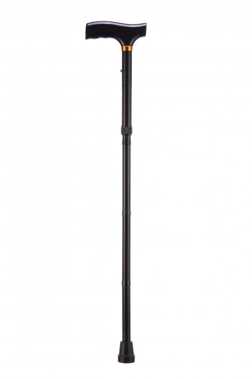 Able2 - Opvouwbare wandelstok - zwart - in hoogte verstelbaar van 74 tot 84 cm - vooraanzicht in gebruik