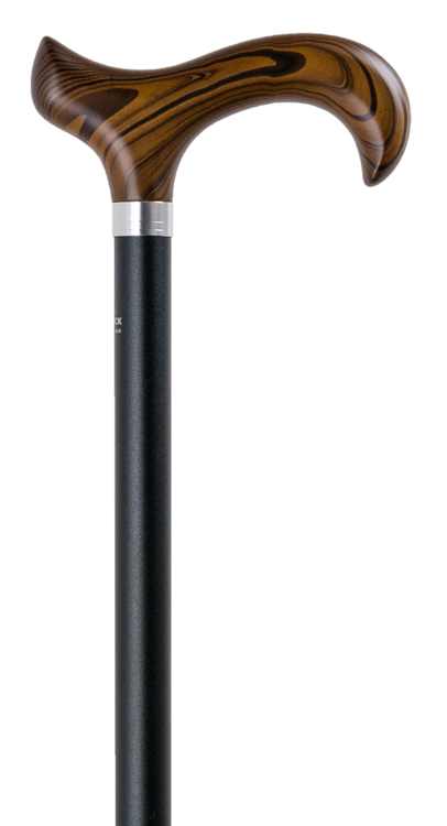 Gastrock  - alu wandelstok met houten DERBY greep - zwart - in hoogte verstelbaar van 75 cm tot 100 cm