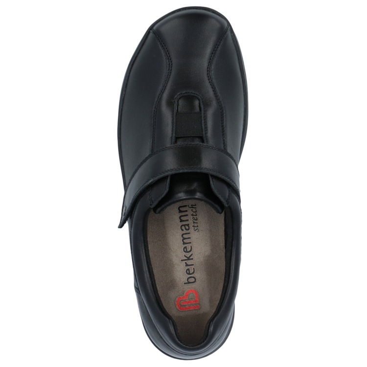 Berkemann - Susanna - Berkoflex - loafer met klittenbandsluitin - stretchleer - zwart - uitneembaar voetbed-bovenkant