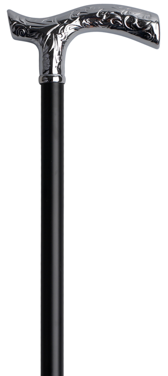 Gastrock  - zwarte alu wandelstok met Fritz verchroomde greep - in hoogte verstelbaar van 79 cm tot 104 cm