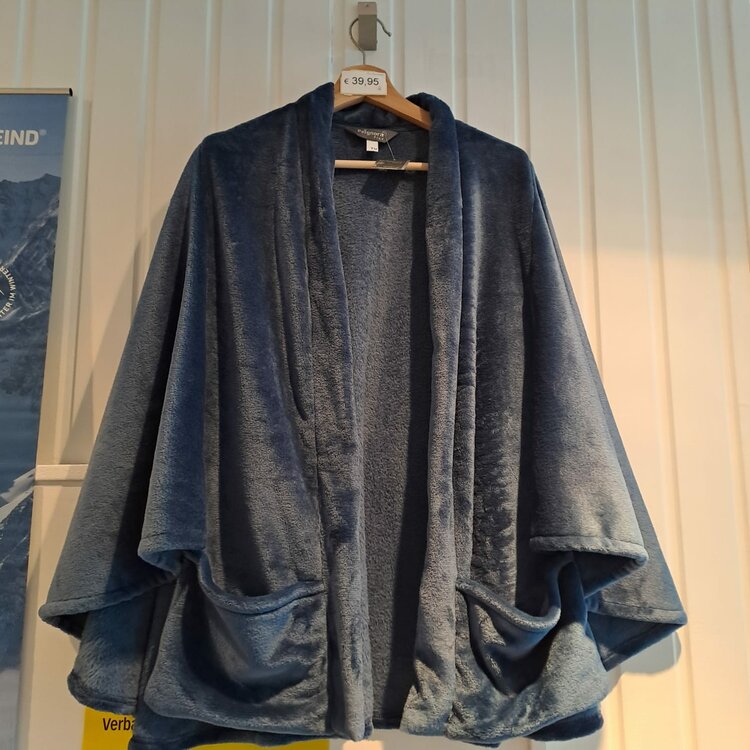 Fleece poncho met 2 zakjes - Peignora - Bugsy - blauw