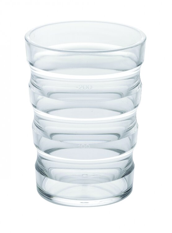 Rillenbeker transparant sure grip cup met 1 wit tuitdeksel - 200ml - detail beker
