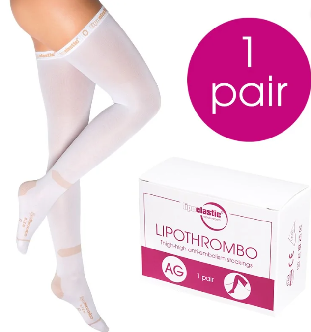 LipoThrombo AG - anti-embolie lieskousen - wit - unisex - paar