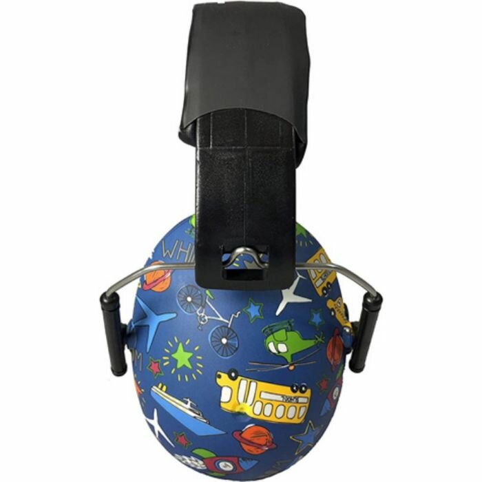 Kids Banz - gehoorbescherming voor kinderen  van 3 tot 10 jaar - design Transport - zijkant