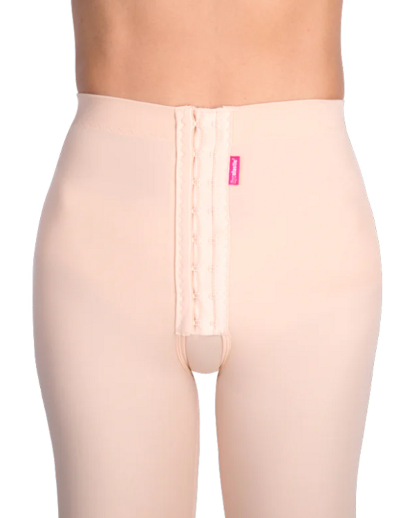 LipoElastic TF Variant - compressiebroek lage taille tot boven de knie met haakjes - voorkant