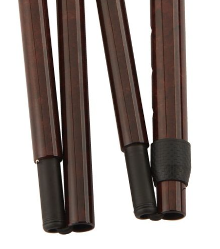 Gastrock - Carbon 4-delige opvouwbare wandelstok - burgund - met bruin carbon derby handvat - detail