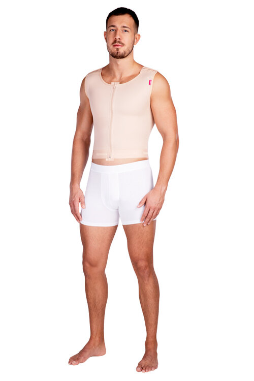 LipoElastic - MTm Comfort - drukvest voor mannen - voor gebruik na gynaecomastie - huidskleur - op model