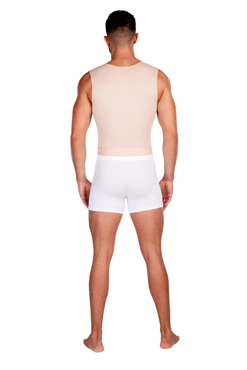 LipoElastic - MTm Comfort - drukvest voor mannen - voor gebruik na gynaecomastie - huidskleur - op model - achterkant