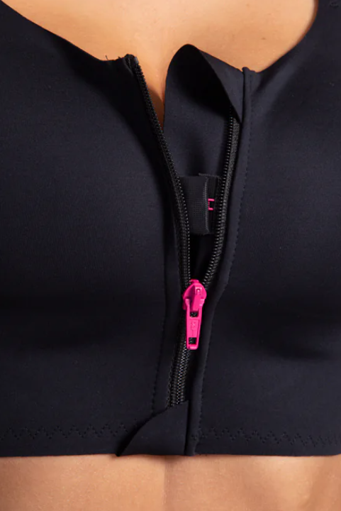 LipoElastic - PI Elite - postoperatieve compressie-bh - zwart - detail voorsluiting