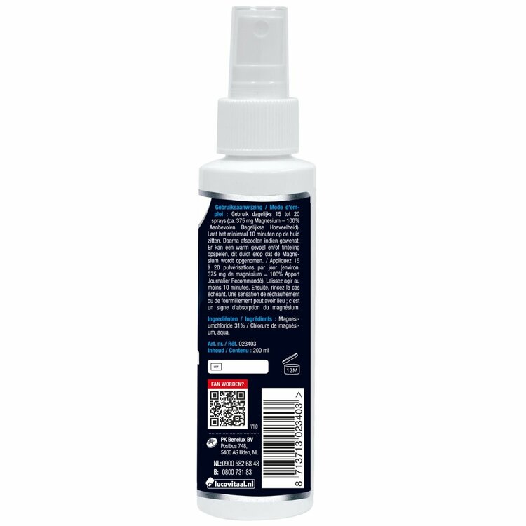 Lucovitaal - Magnesium Spierolie - 100% Zechstein -  200ml - linker achterkant