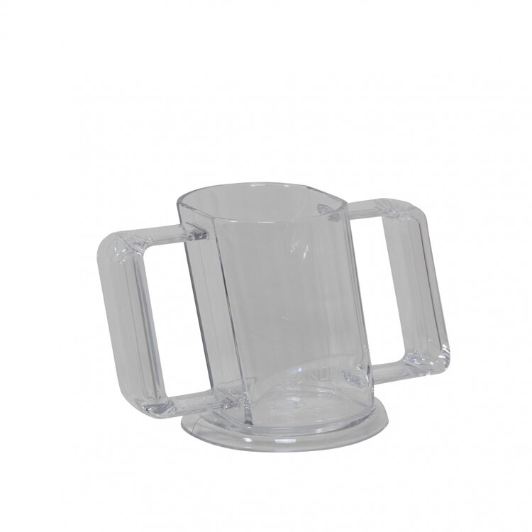 HandyCup met deksel - drinkbeker met 2 handgrepen - tranparant - 200ml - foto zonder deksel