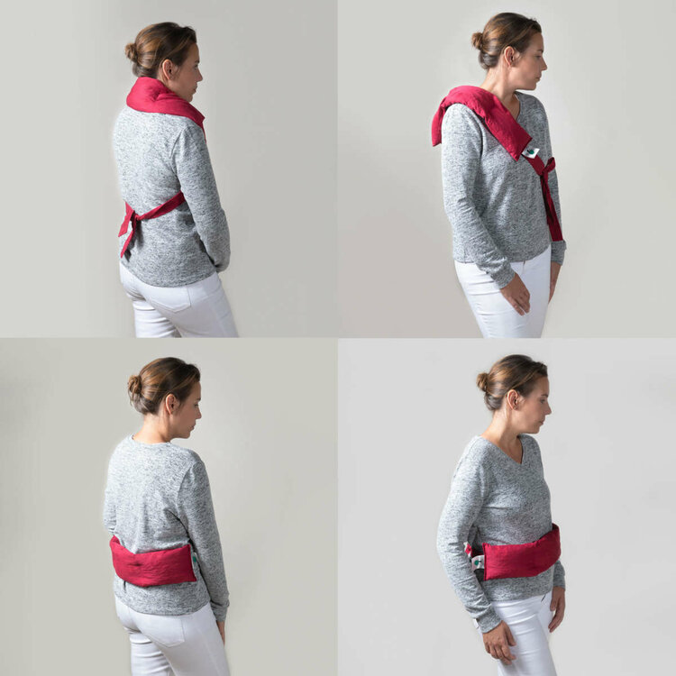 Kersepitje Lumbo - Langewerpig Kersenpitkussen met linten - 13x55 cm