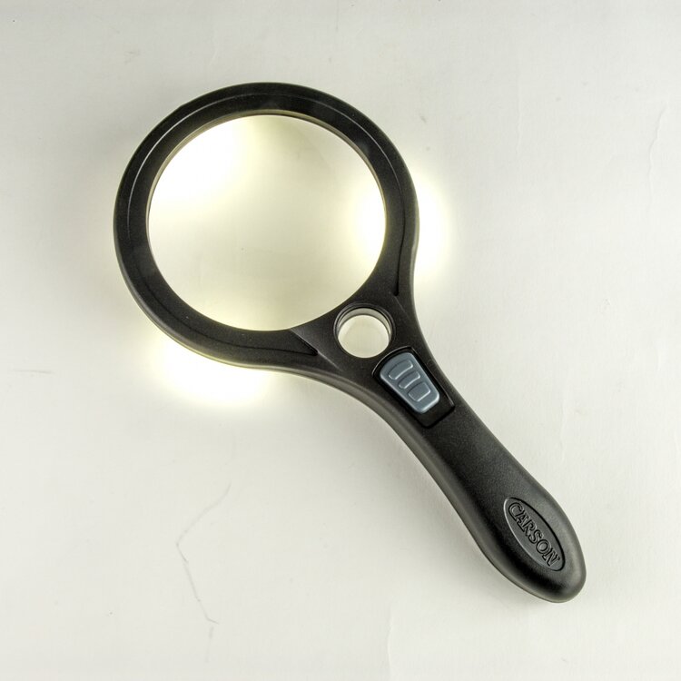 Vergrootglas rond met ledverlichting - 9 cm - vergroot 2,5 maal  - bovenaanzicht verlicht