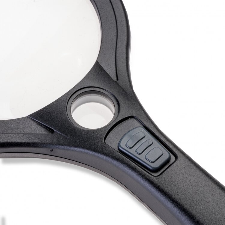 Vergrootglas rond met ledverlichting - 9 cm - vergroot 2,5 maal  - detail