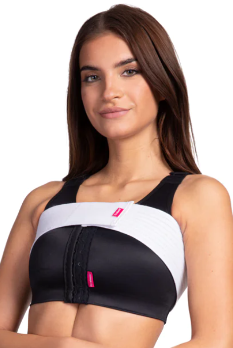 NIEUW - LipoElastic - SI 01 (vervangt SI special) - stabilisatieband - borstband - wit - op model achterkant