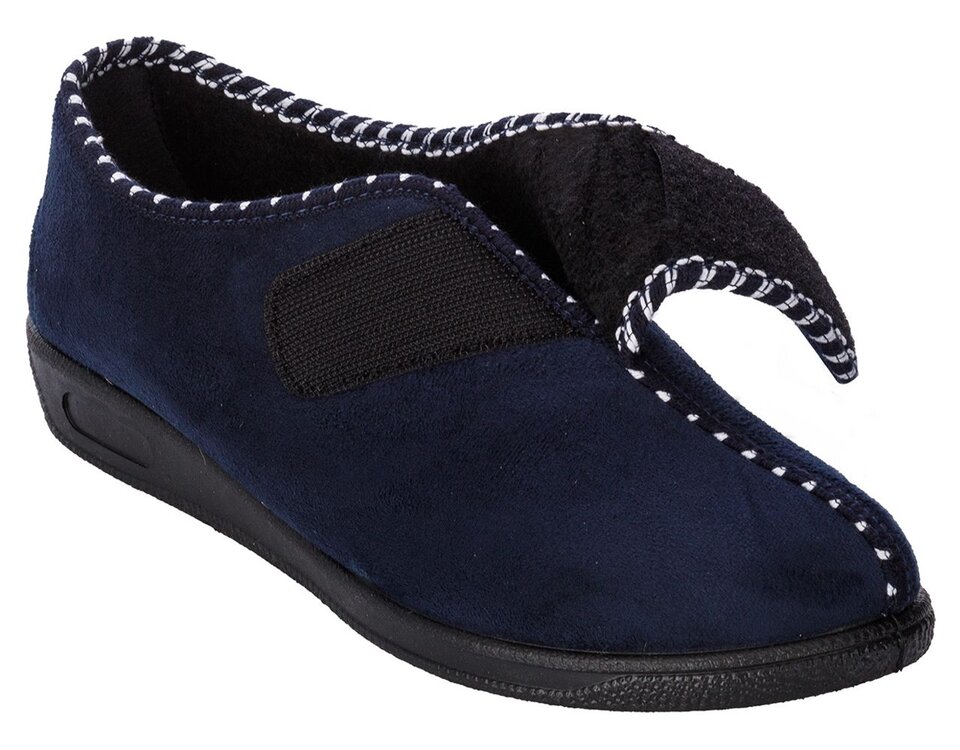 MSF pantoffel - blauw - laag damesmodel - detail sluiting met velcro