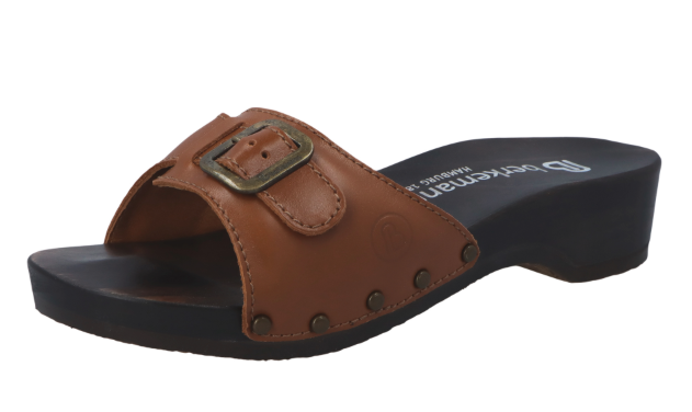 Berkemann - Hamburg - houten sandalen met lederen riempje - dames - in profiel