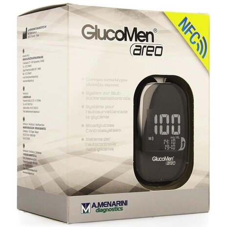 Glucosemeter GlucoMen Areo Set (incl Glucosemeter, prikpen, lancetten, glucosestrips, etui) - A.Menarini diagnostics