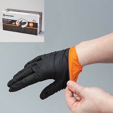 Halyard Black-Fire handschoenen nitril ongepoederd - extra sterk - 150 st/doos - detail