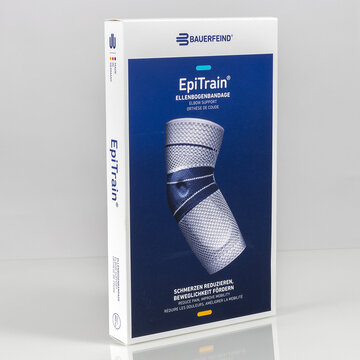 Bauerfeind EpiTrain - titan/blauw - Elleboogbandage voor actieve stabilisatie en gerichte pijnvermindering