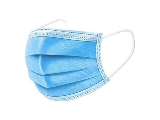 kindermondmasker met elastieken 3 laags blauw / per 10 stuks