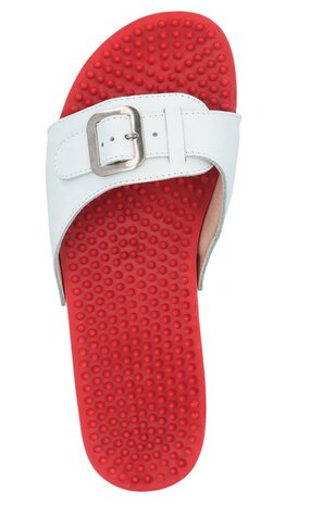 Berkemann Houten Noppen Sandalen unisex wit kalfsleder profiel - vooraanzicht - bovenkant