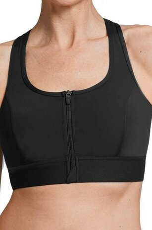 Amoena - Zipper Sportbeha - maat M - zwart - met sluiting vooraan