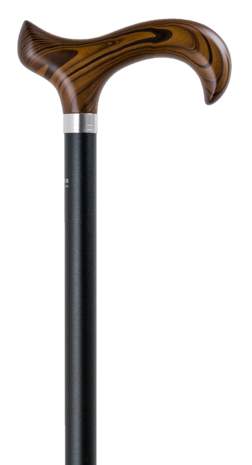 Gastrock  - alu wandelstok met houten DERBY greep - zwart - in hoogte verstelbaar van 75 cm tot 100 cm