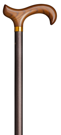 Gastrock  - alu wandelstok met houten DERBY greep - brons - in hoogte verstelbaar van 75 cm tot 100 cm