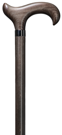 Gastrock - houten wandelstok met houten Derby greep - platina grijs - 110 cm hoog - maximale gebruikersgewicht tot 180 kg