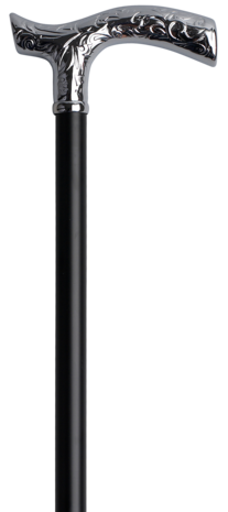 Gastrock  - zwarte alu wandelstok met Fritz verchroomde greep - in hoogte verstelbaar van 79 cm tot 104 cm