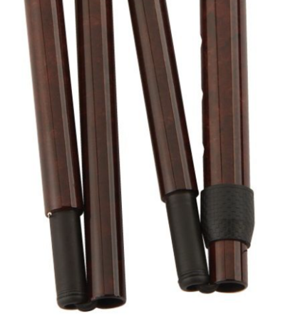 Gastrock - Carbon 4-delige opvouwbare wandelstok - burgund - met bruin carbon derby handvat - detail