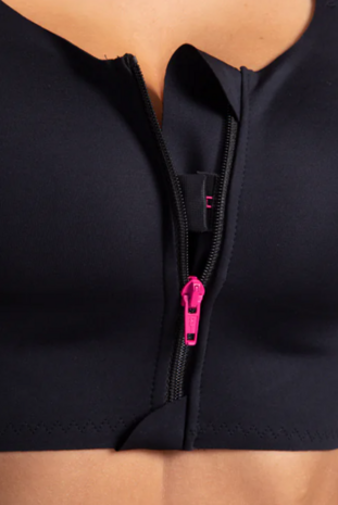 LipoElastic - PI Elite - postoperatieve compressie-bh - zwart - detail voorsluiting