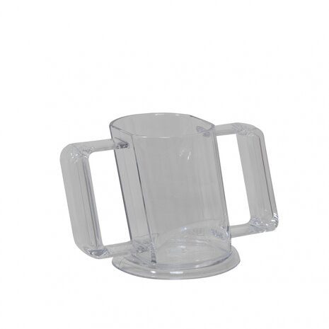 HandyCup met deksel - drinkbeker met 2 handgrepen - tranparant - 200ml - foto zonder deksel