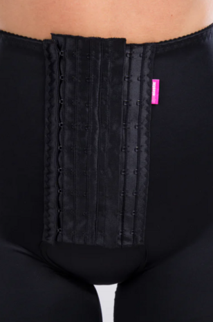 LipoElastic  - Lipo Extend - &quot;V&quot; - verlengstuk met 3 rijen haakjes - zwart  - op model