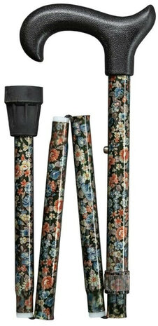 Gastrock - plooibare wandelstok - derby greep - bloemen boeket - in hoogte verstelbaar van 85 cm tot 95 cm - tot 110 kg belastb