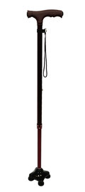 Herdegen - Twist and light Diamond wandelstok met 4 pootjes - in hoogte verstelbaar - bordeaux - voorzien van led-verlichting Herdegen - Twist and light Diamond wandelstok met 4 pootjes - in hoogte verstelbaar - bordeaux - voorzien van led-verlichting