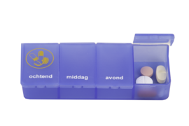 Able2 - Pillendoosje voor 1 dag - 4 vakjes - transparant blauw - NL Able2 - Pillendoosje voor 1 dag - 4 vakjes - transparant blauw - NL