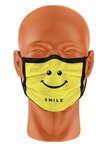 Smiley mondmasker, herbruikbaar, 2-laags viscose filterende stof met comfortabele striktouwtjes Smiley mondmasker, herbruikbaar, 2-laags viscose filterende stof met comfortabele striktouwtjes