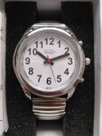 Nederlands sprekend analoog horloge - zilver rekband - Unisex - Low Vision Design Nederlands sprekend analoog horloge - zilver rekband - Unisex - Low Vision Design